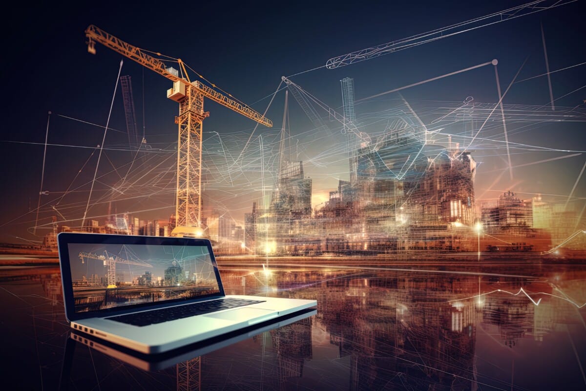 building-success-laptop-amidst-bustling-construction-site-symbolizes-foundation-progress-innovation-digital-age-generative-ai